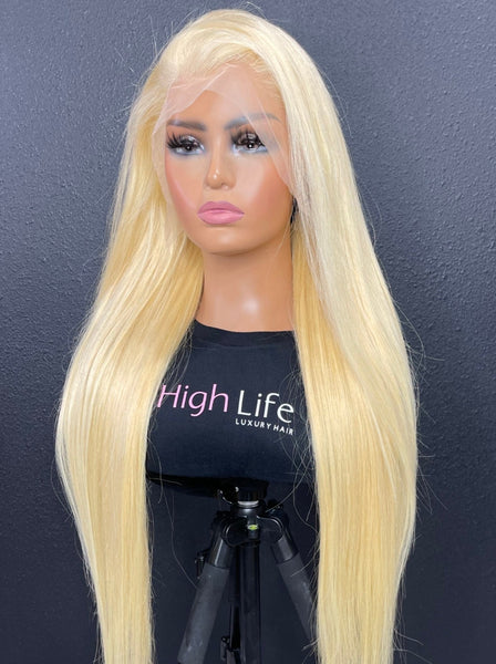 12"-30"  Blonde Straight Frontal Wig  <BR> 350% Density