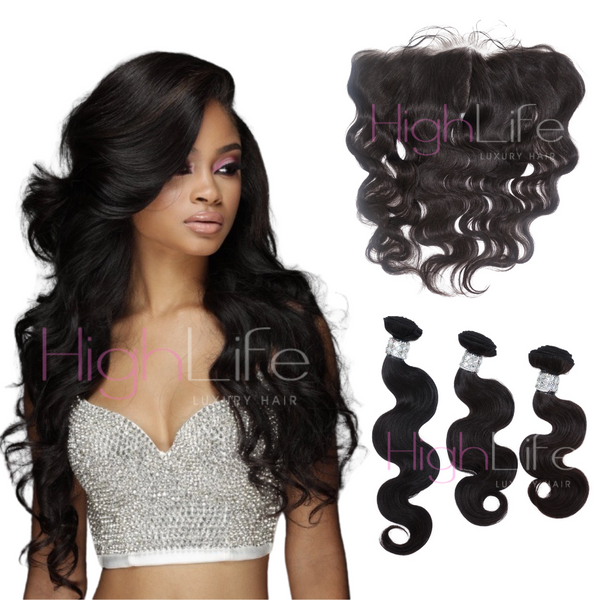 Raw Asian Body Wave <BR> 3 Bundles & Frontal Deal
