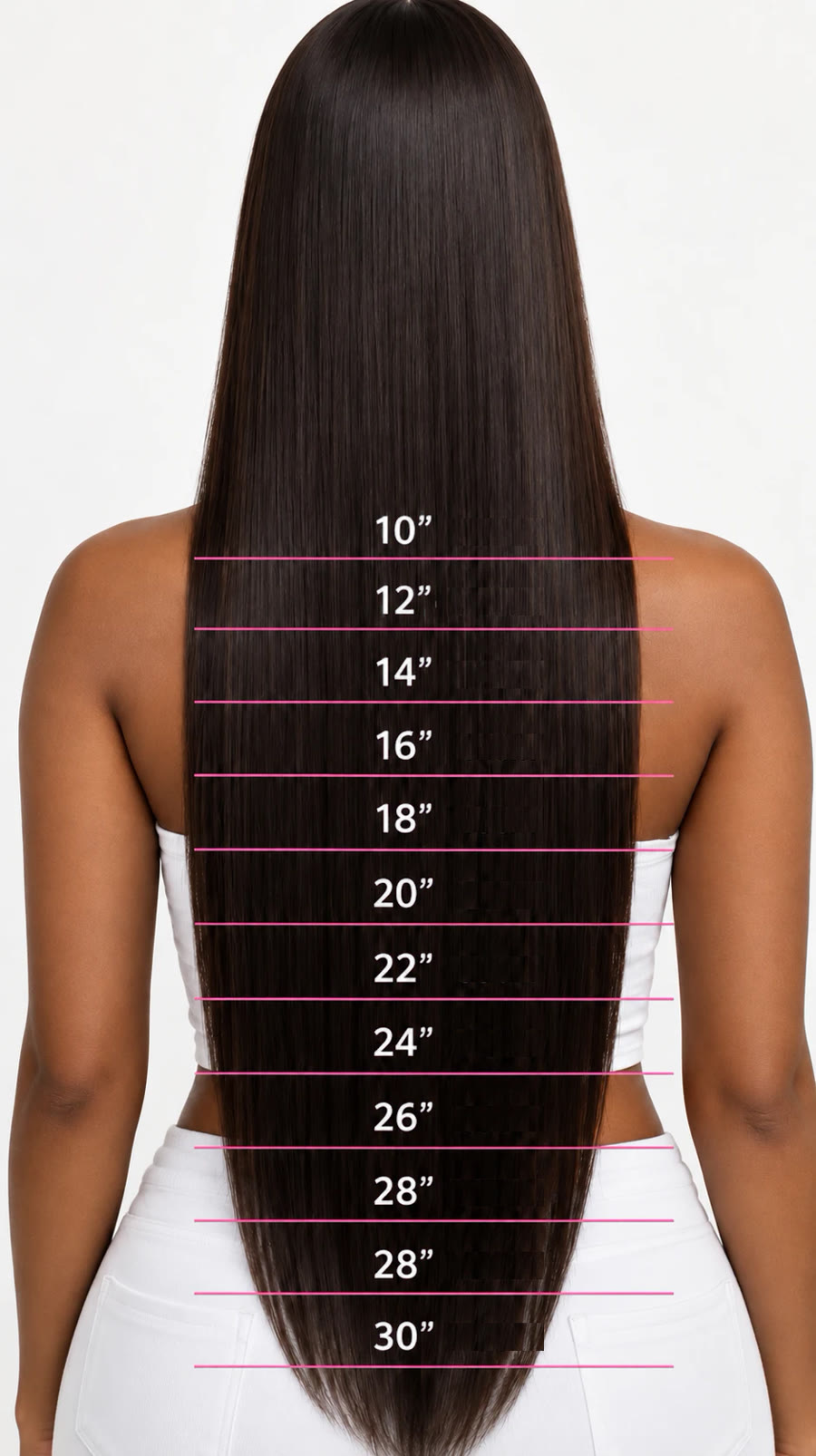 HighLife length guide: 10 to 30 inches shown on a model's back