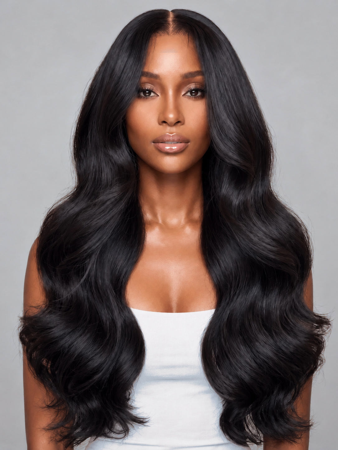 Mykonos wig, styled on model