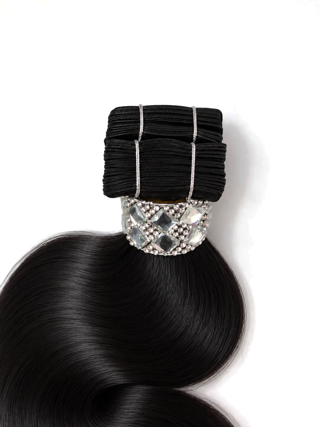 Body wave tape-in wefts, close-up