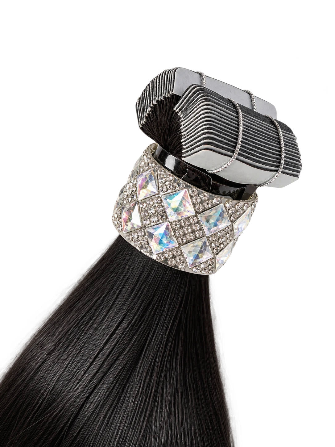Straight tape-in wefts, close-up